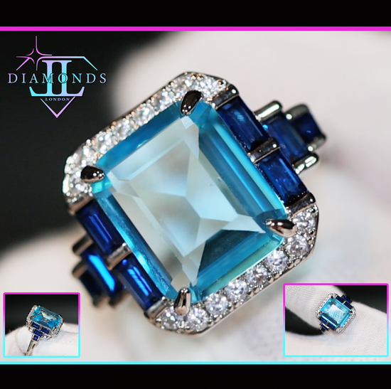 Blue Pear Cut Diamond Ring