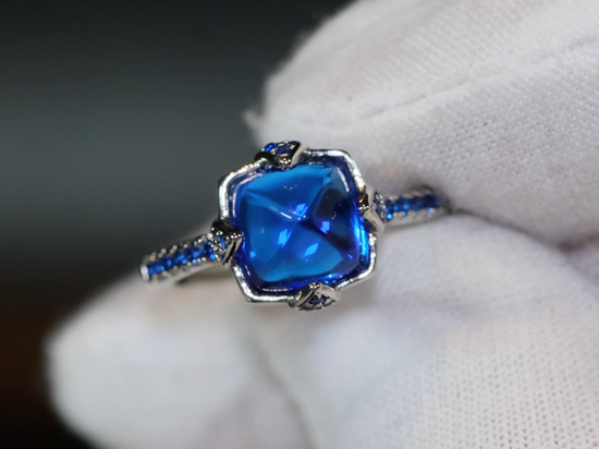 Blue Diamond Engagement Ring | Blue Wedding Ring | Wedding Ring | Blue Wedding Ring | Trilliant engagement ring | Blue Birthstone Ring