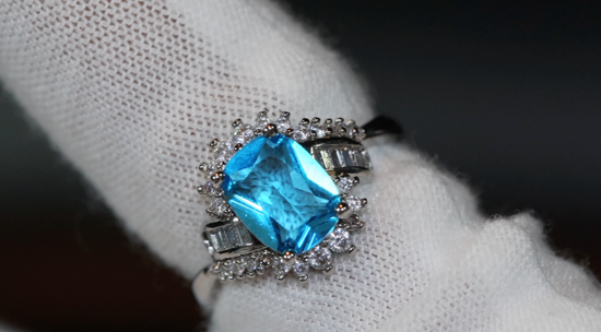 Aquamarine Ring | Blue Diamond Ring | Aquamarine Baguette Ring