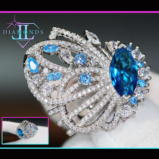 Blue diamond butterfly ring