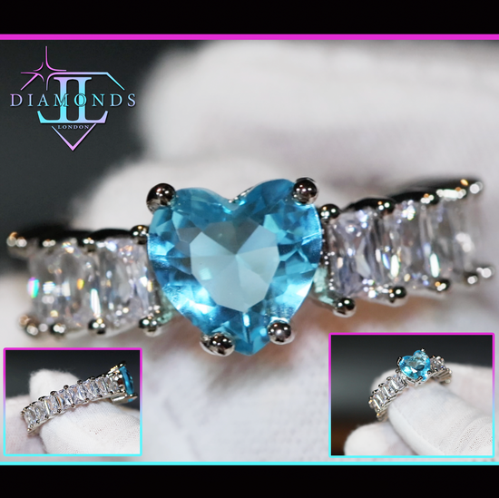 blue heart diamond ring