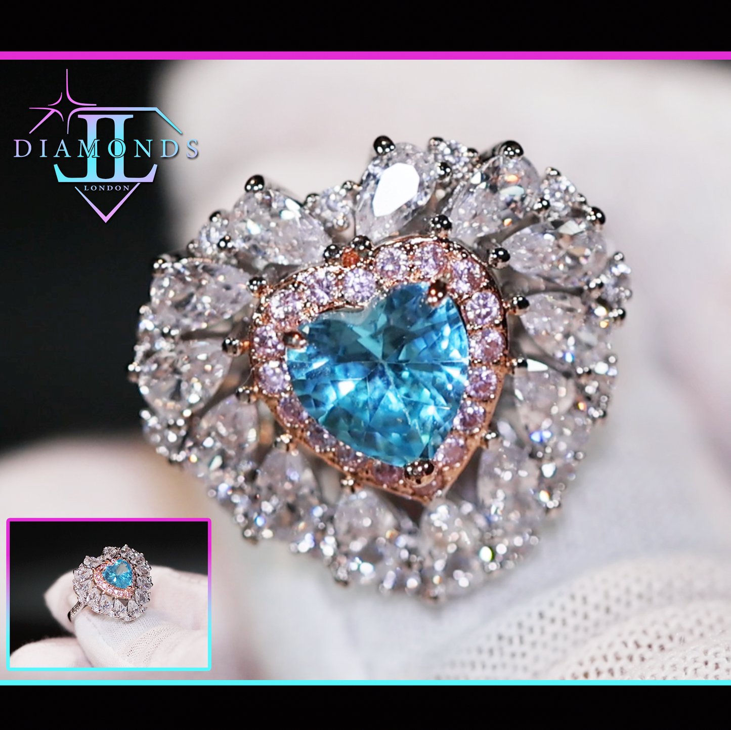 blue heart diamond ring