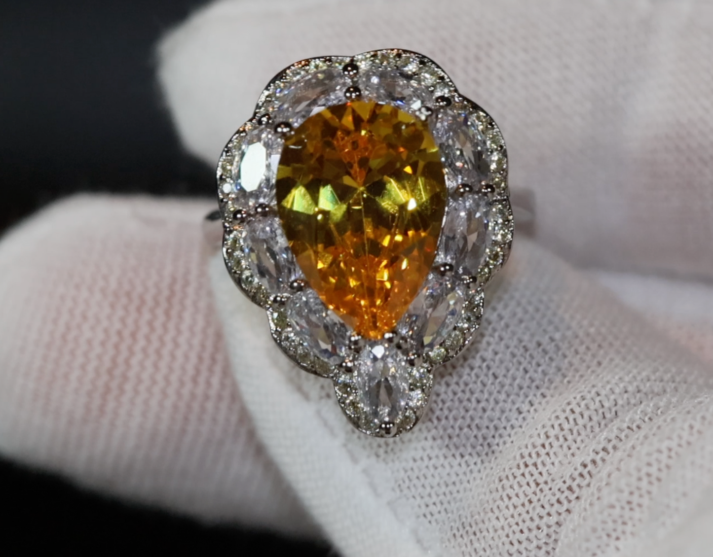 Yellow Diamond Ring | Yellow Diamond Engagement Rings | Yellow Diamond Wedding Ring | Pear Shape Ring | Pear Engagement Ring | Teardrop Ring