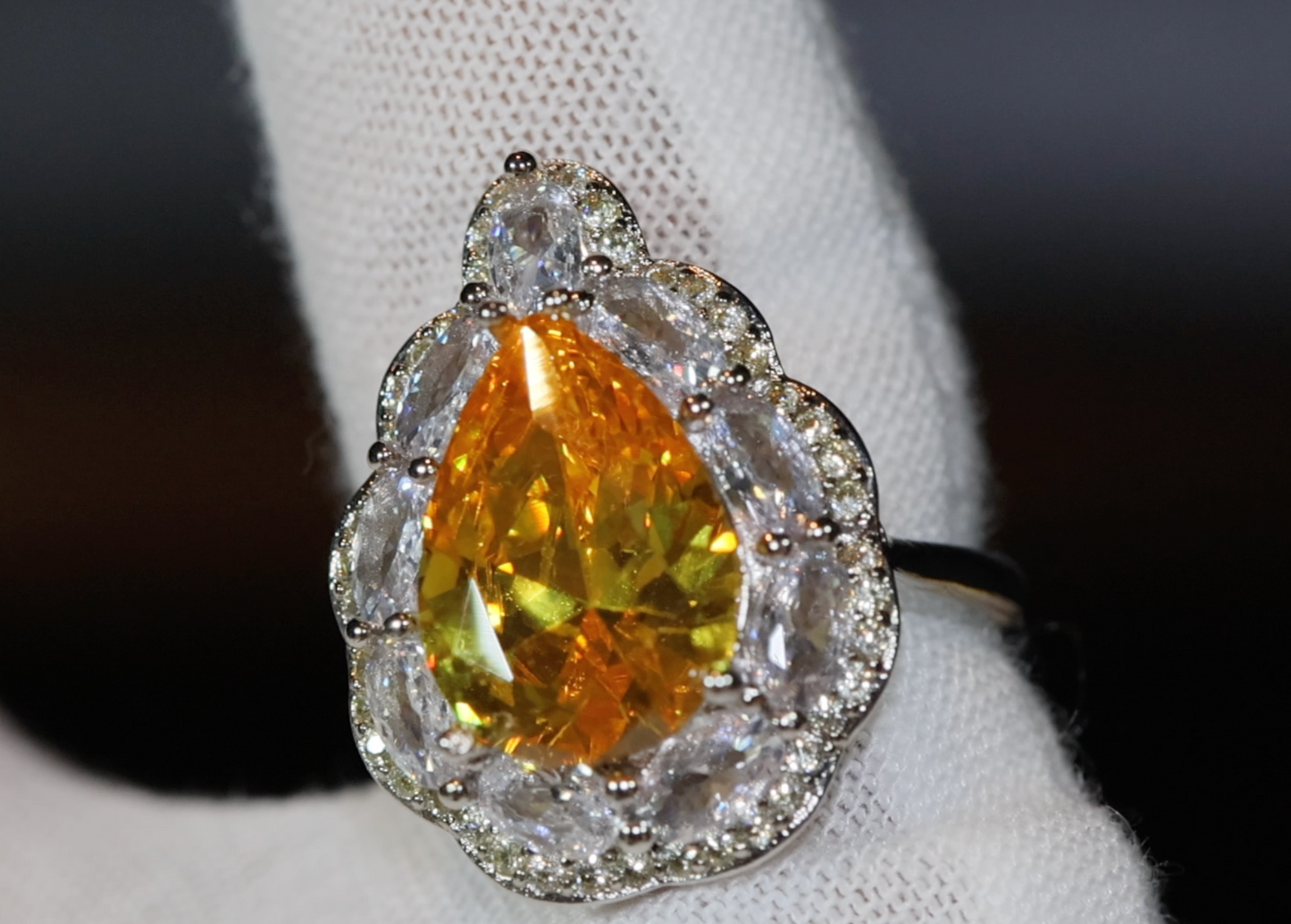 yellow teardrop diamond ring