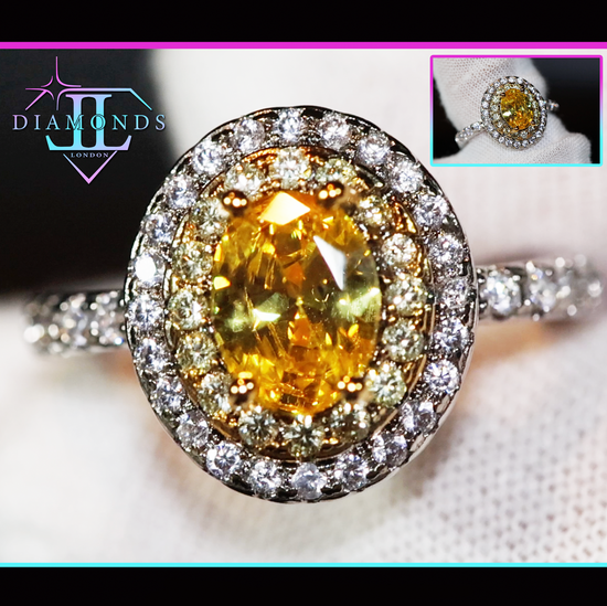 Womens yellow oval diamond ring