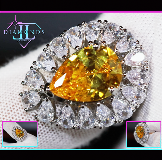 yellow pear cut diamond ring