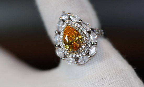 yellow pear cut diamond ring