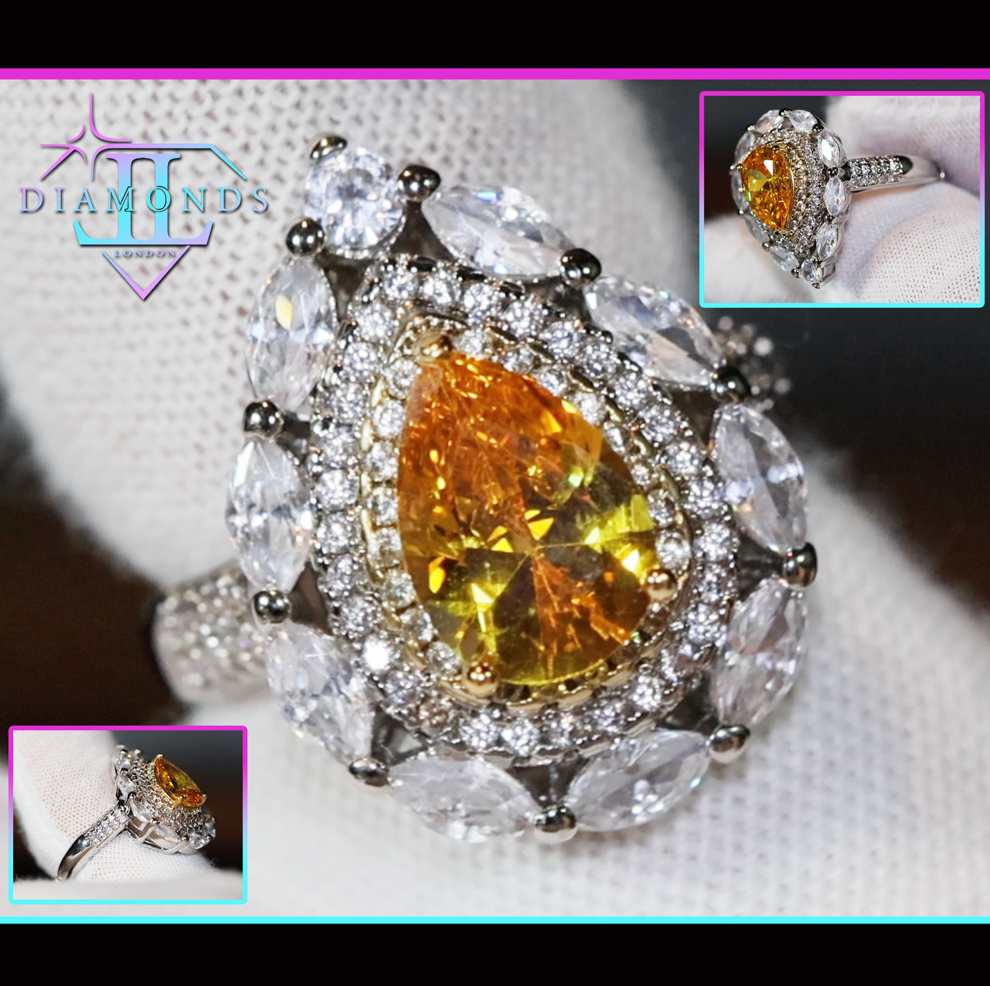 yellow pear cut diamond ring