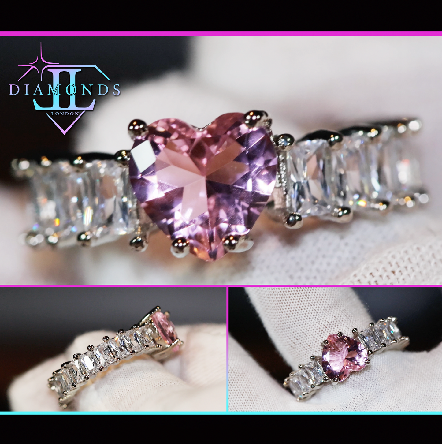 Pink diamond heart ring