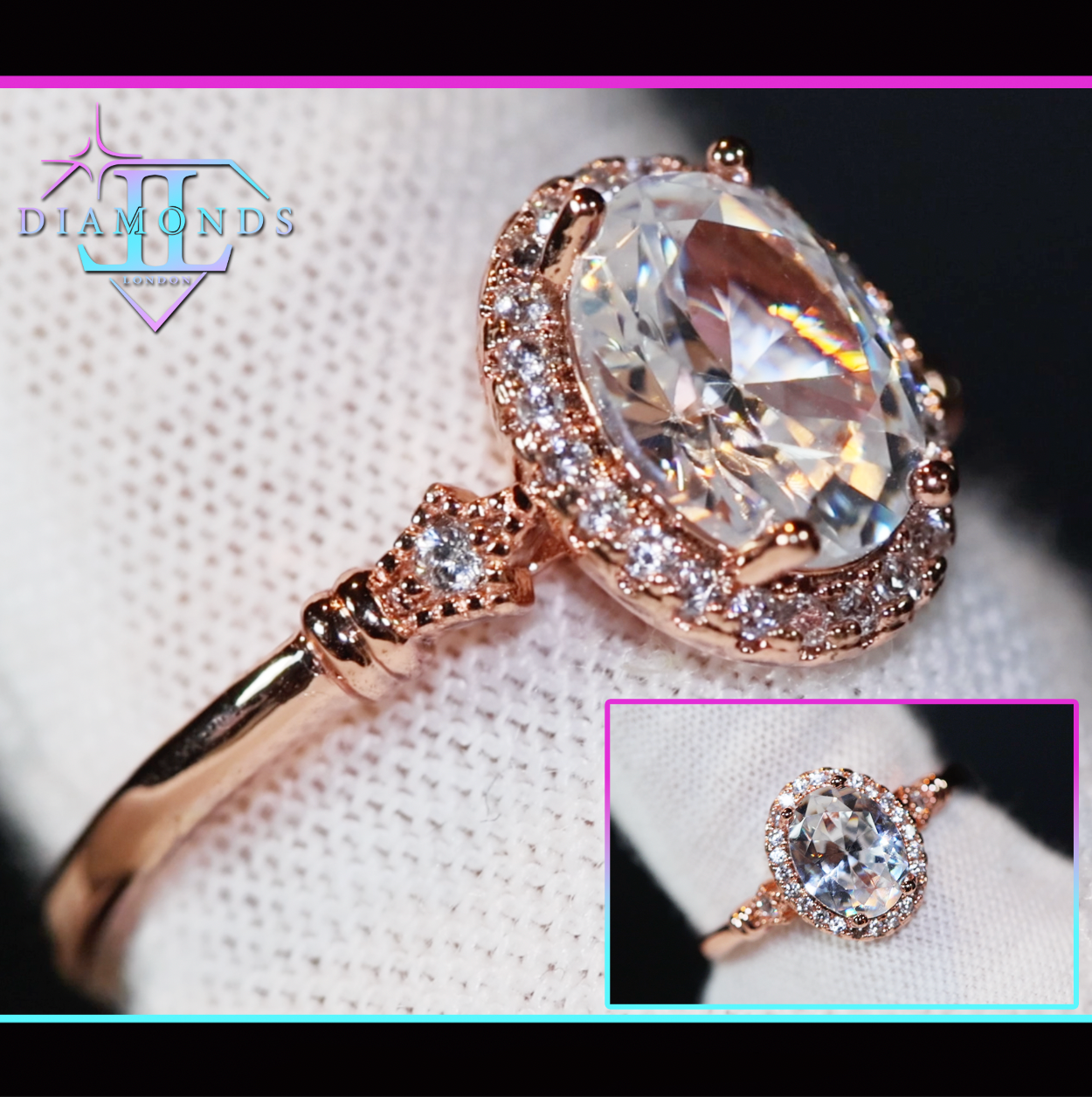 rose gold oval diamond ring