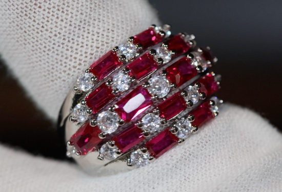 Red Diamond Ring | Ruby Red Diamond Ring | Womens Red Diamond Ring | Mens Diamond Ring | Womens Big Ring | Ruby Diamond Ring