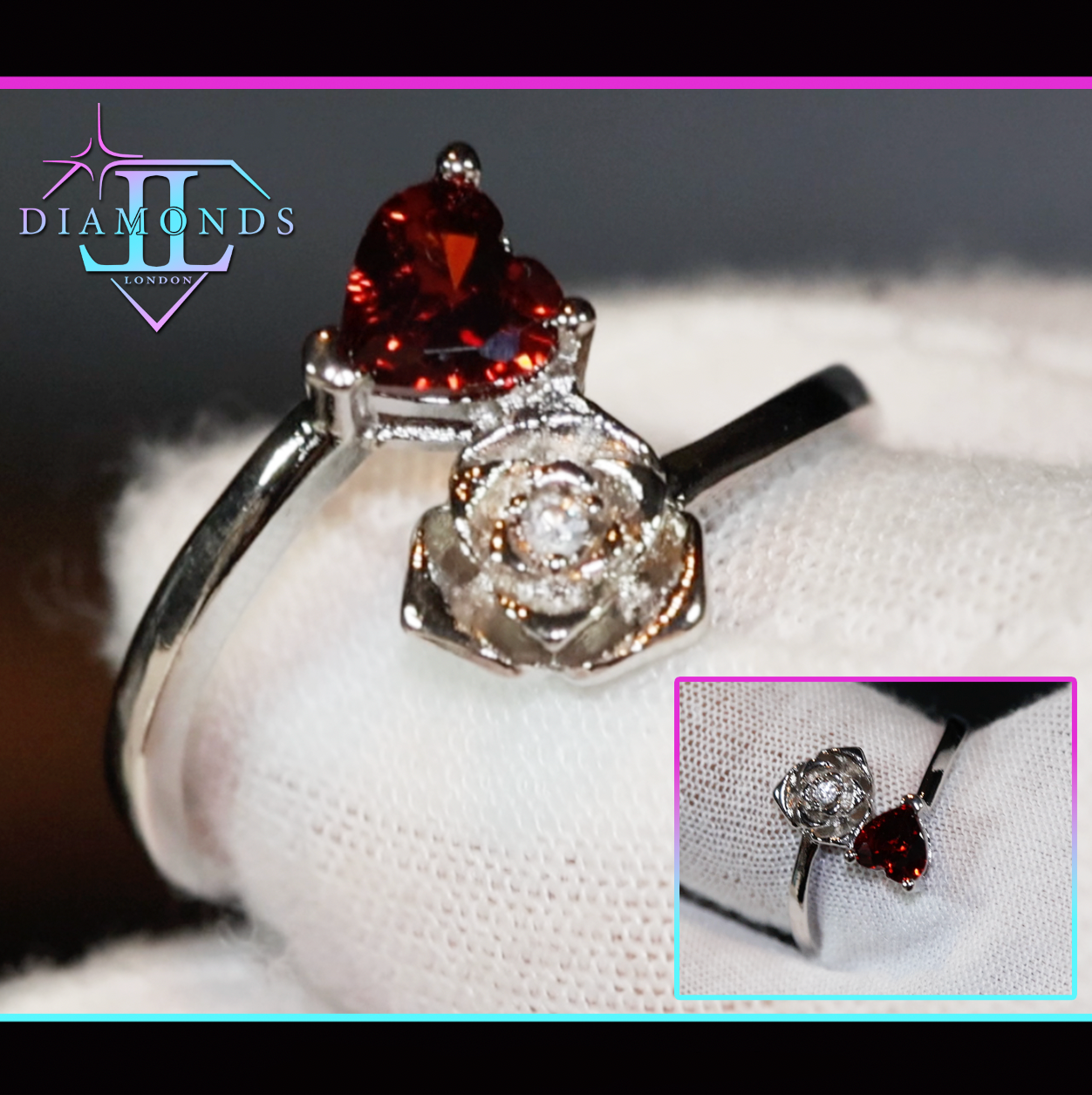 Red Diamond Heart Ring