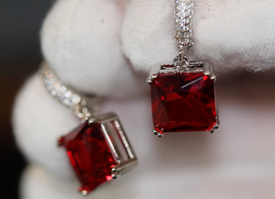 Red Diamond Earrings | Red Diamond Hoop Earrings