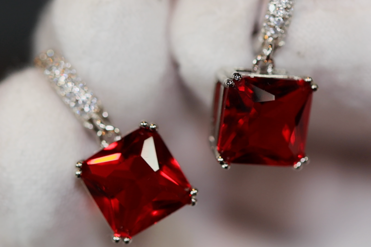 Red Diamond Earrings | Red Diamond Hoop Earrings