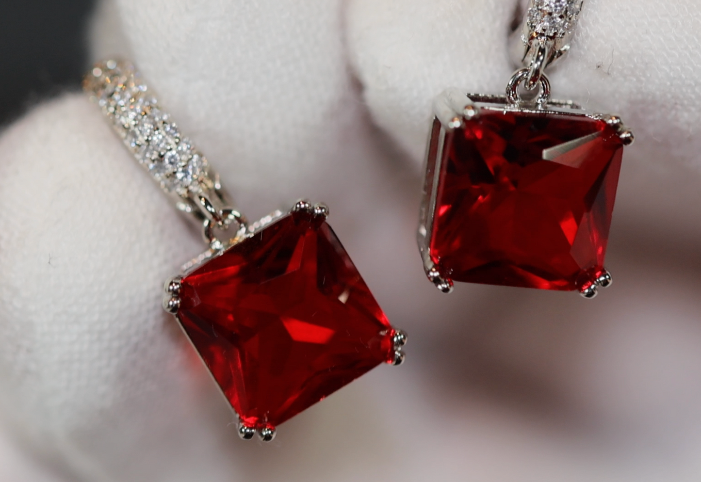 Red Diamond Earrings | Red Diamond Hoop Earrings