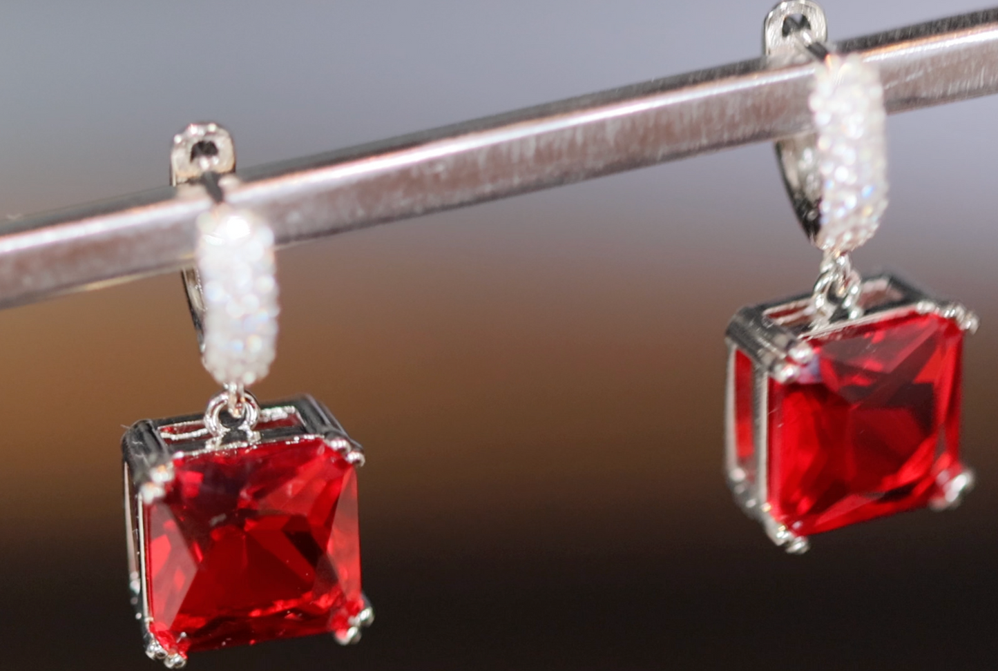 Red Diamond Earrings | Red Diamond Hoop Earrings