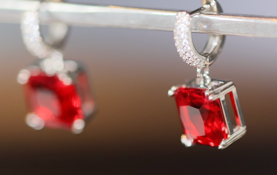 Red Diamond Earrings | Red Diamond Hoop Earrings