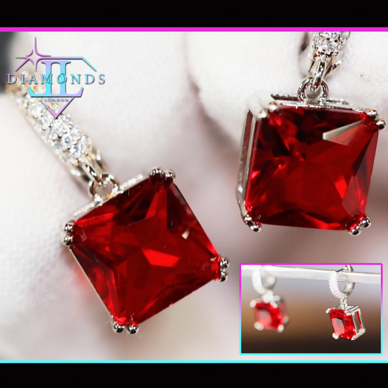 red diamond hoop earrings