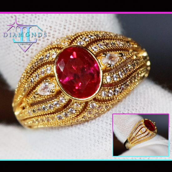 gold red diamond ring