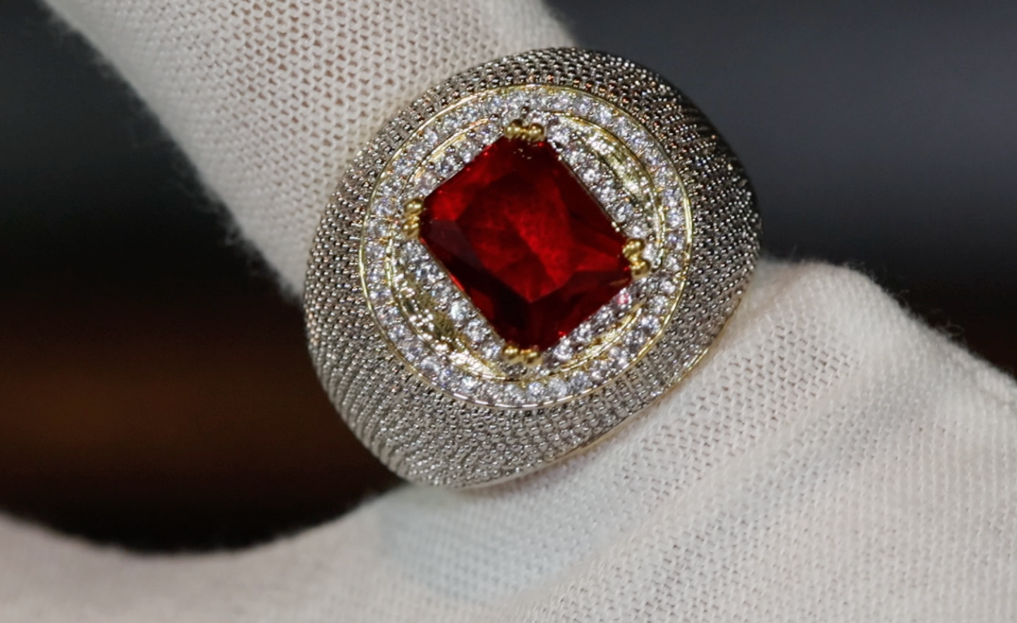 mens big red diamond ring