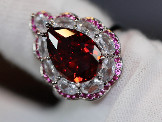 Womens Red Diamond Ring | Red Pear Cut Diamond Ring