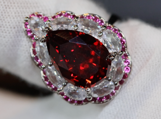 Womens Red Diamond Ring | Red Pear Cut Diamond Ring