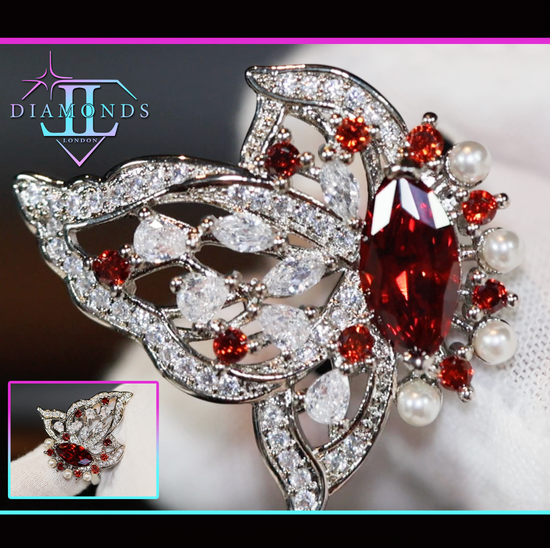 red diamond butterfly ring