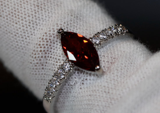 Red Diamond Ring | Womens Red Diamond Ring | Emerald Engagement Ring | Red Engagement Ring