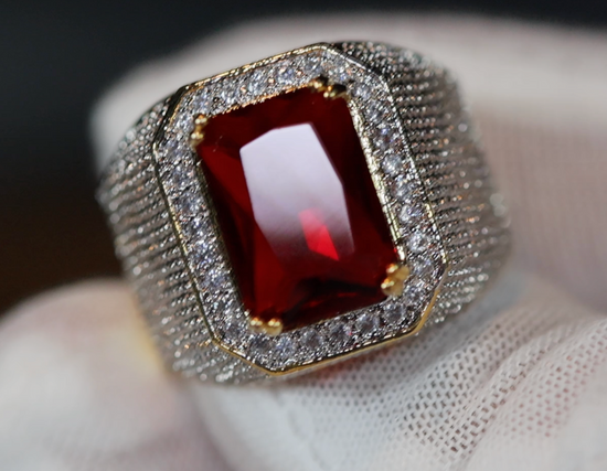 Ruby Ring | Ruby Ring for Men | Ruby Ring for Women | Ruby Diamond Ring | Ruby and Diamond Ring | Red Diamond Ring |  Iced Out Ring