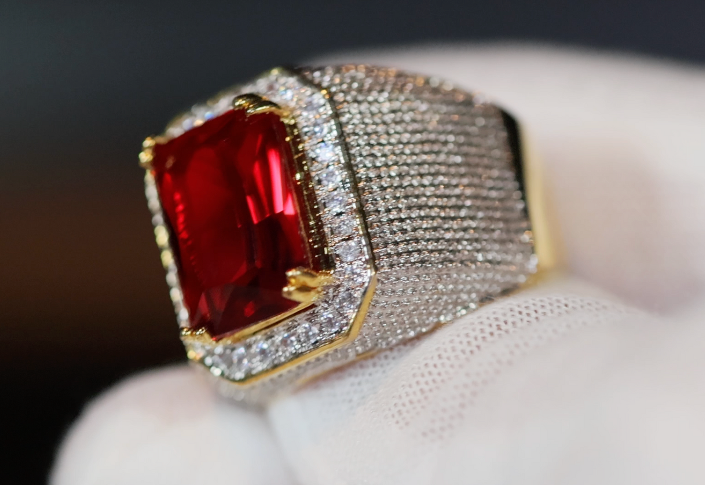 Ruby Ring | Ruby Ring for Men | Ruby Ring for Women | Ruby Diamond Ring | Ruby and Diamond Ring | Red Diamond Ring |  Iced Out Ring