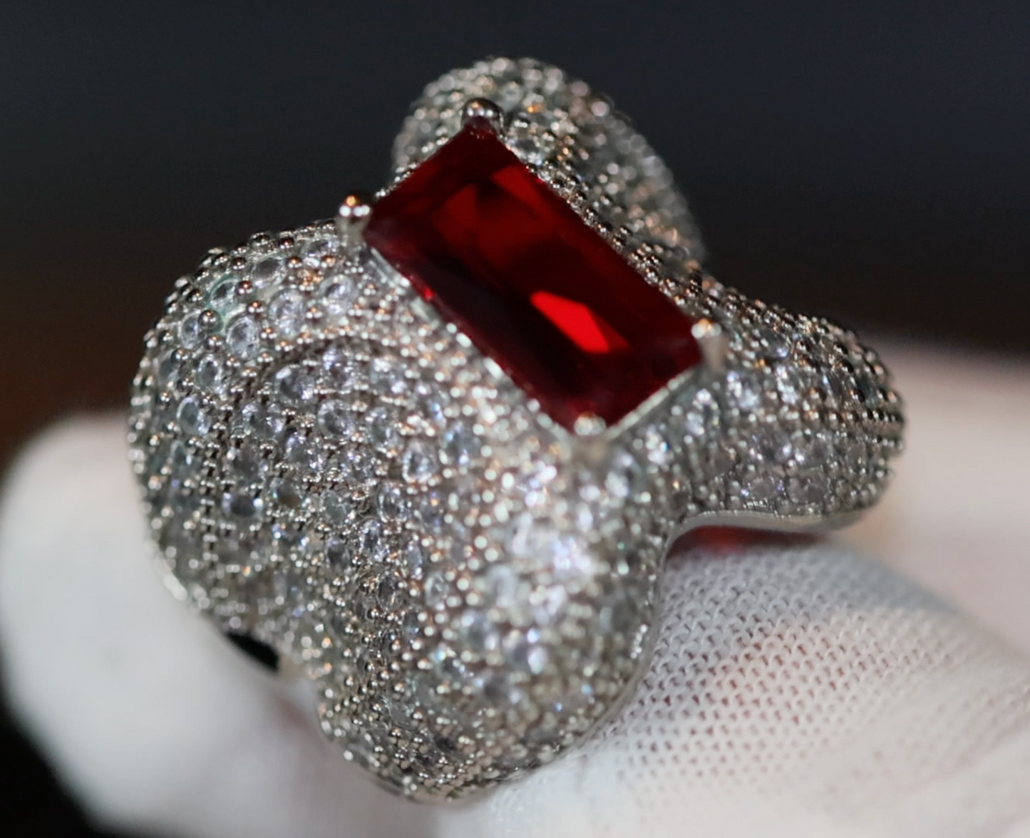 Red Diamond Ring | Womens Red Diamond Ring | Womens Ring | Ruby Emerald Ring | Womens Big Diamond Ring | Fashion Ring | Statement Ring