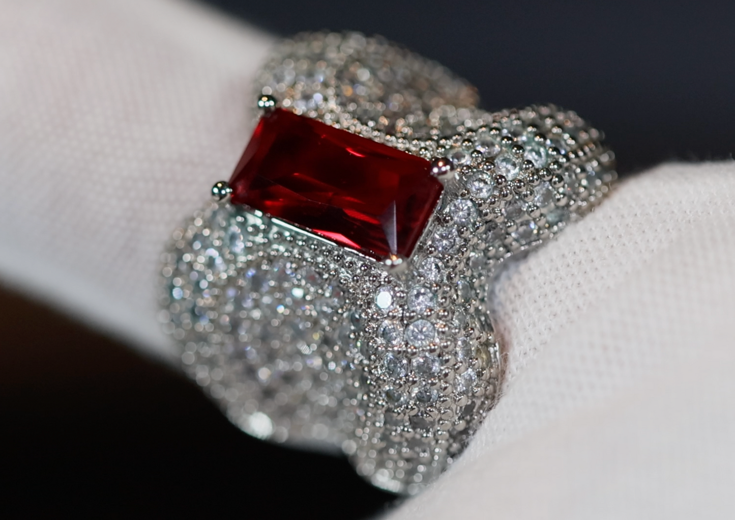 Red Diamond Ring | Womens Red Diamond Ring | Womens Ring | Ruby Emerald Ring | Womens Big Diamond Ring | Fashion Ring | Statement Ring