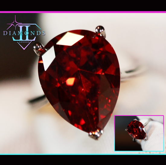 red diamond teardrop ring