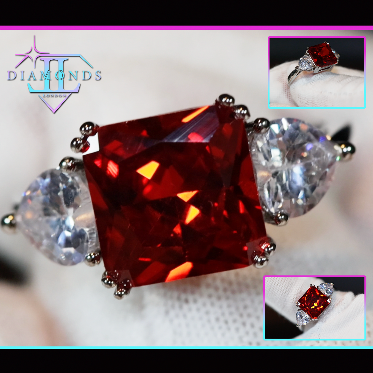 Red Three Stone Ring