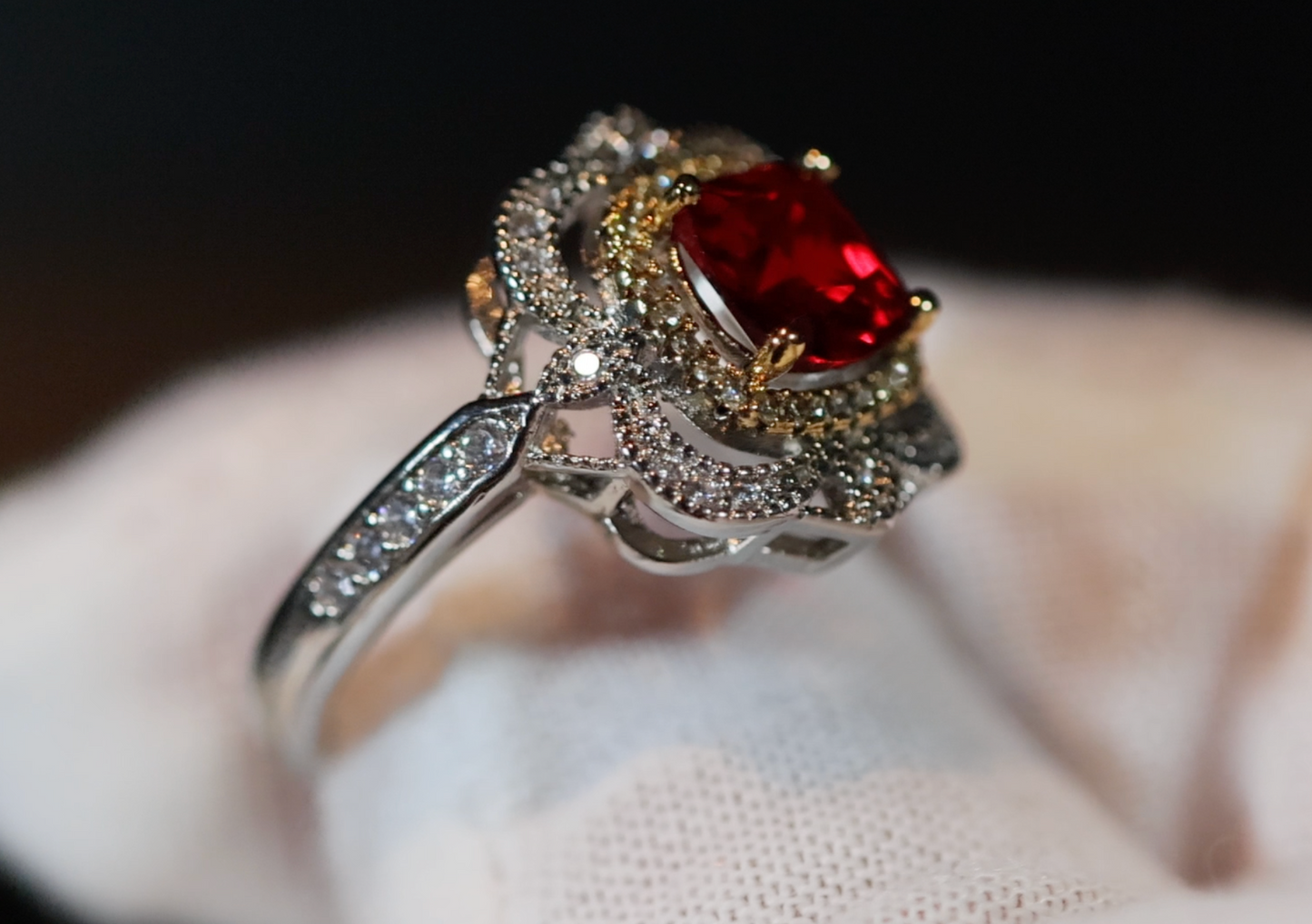 Red Diamond Ring | Womens Red Diamond Ring | Red Engagement Ring