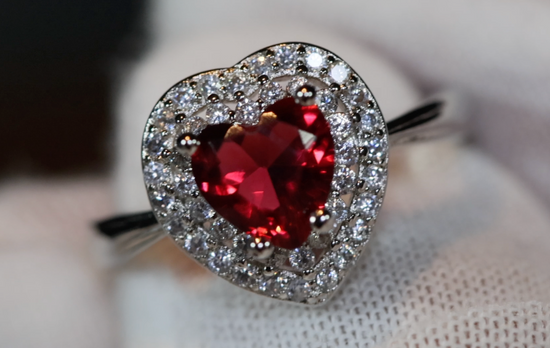 Heart Ring | Red Diamond Heart Ring | Heart Shape Ring | Diamond Heart Ring