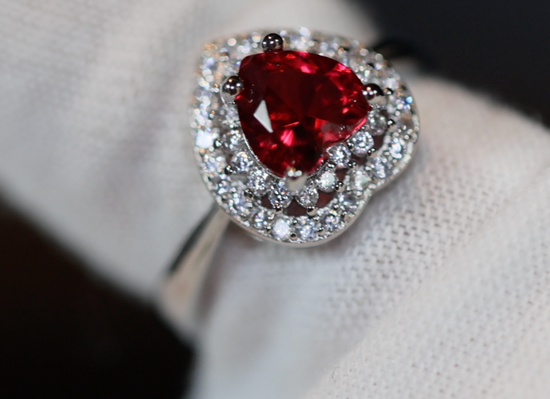 Heart Ring | Red Diamond Heart Ring | Heart Shape Ring | Diamond Heart Ring