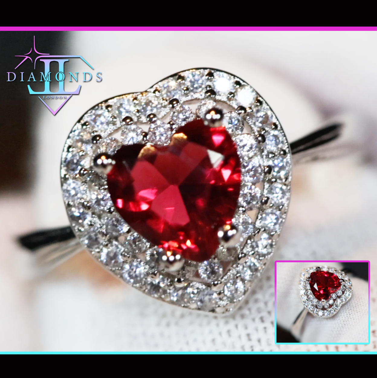 Red Diamond Heart Ring