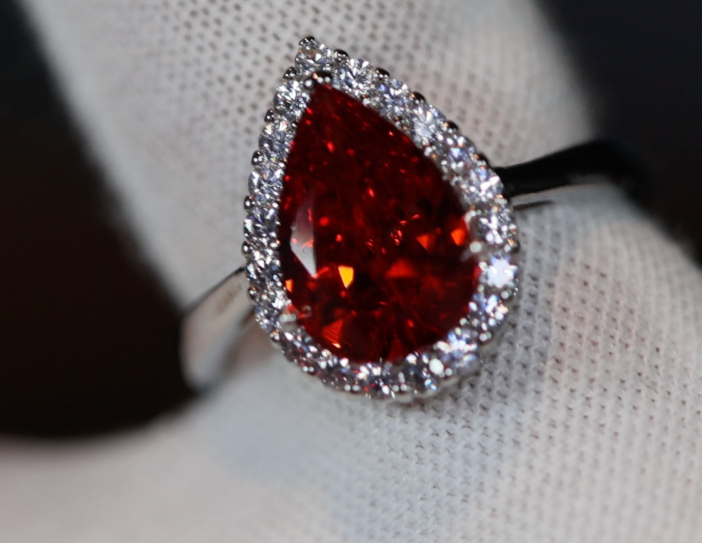 Teardrop Engagement Ring | Teardrop Ring | Red Diamond Ring