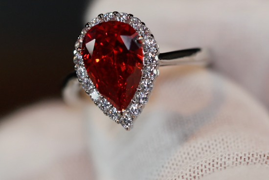 Teardrop Engagement Ring | Teardrop Ring | Red Diamond Ring