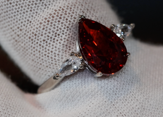 Teardrop Engagement Ring | Teardrop Ring | Red Diamond Ring | Red pear cut diamond ring