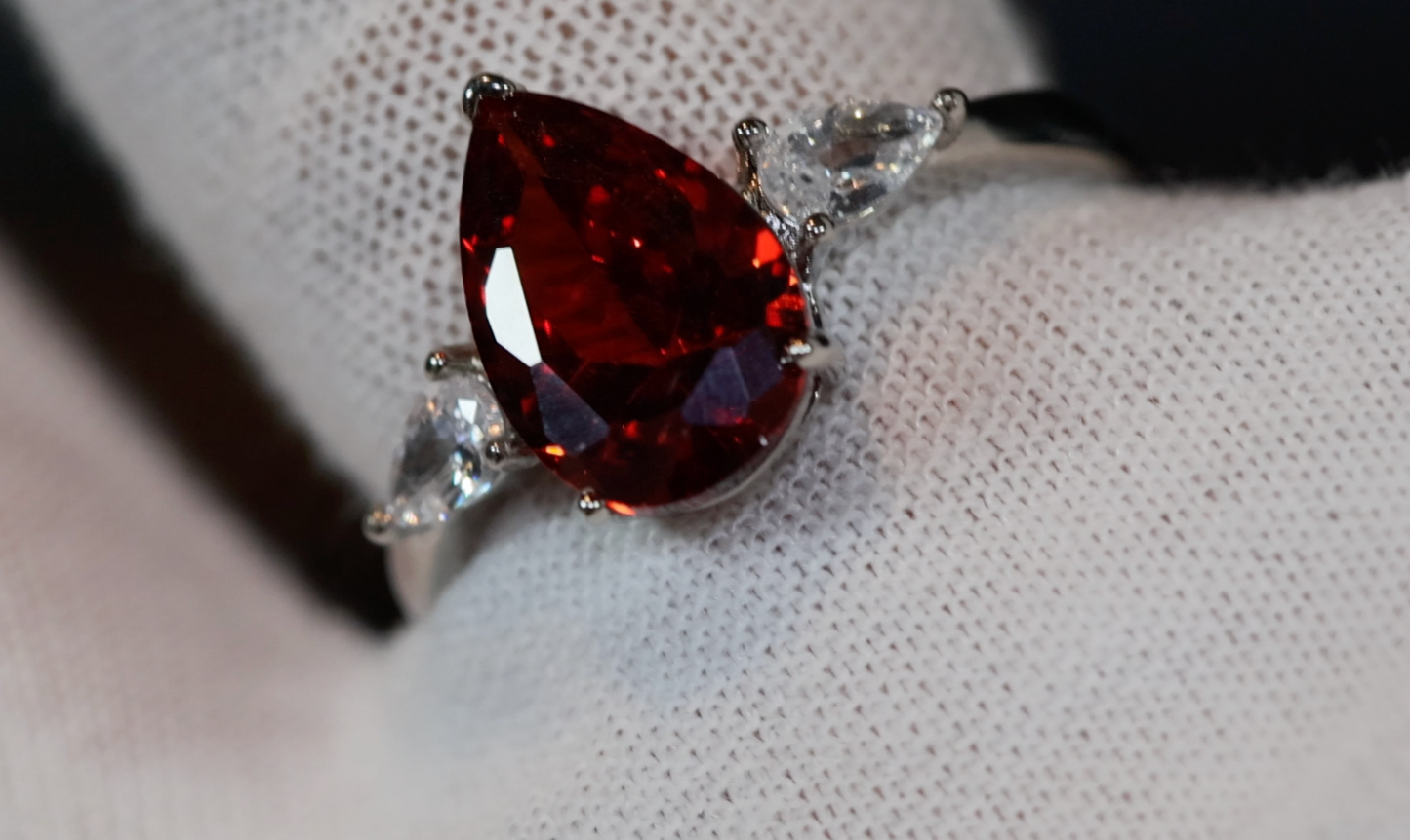 Teardrop Engagement Ring | Teardrop Ring | Red Diamond Ring | Red pear cut diamond ring