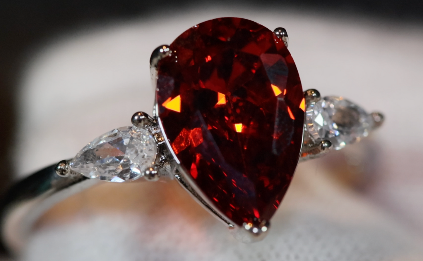 Teardrop Engagement Ring | Teardrop Ring | Red Diamond Ring | Red pear cut diamond ring