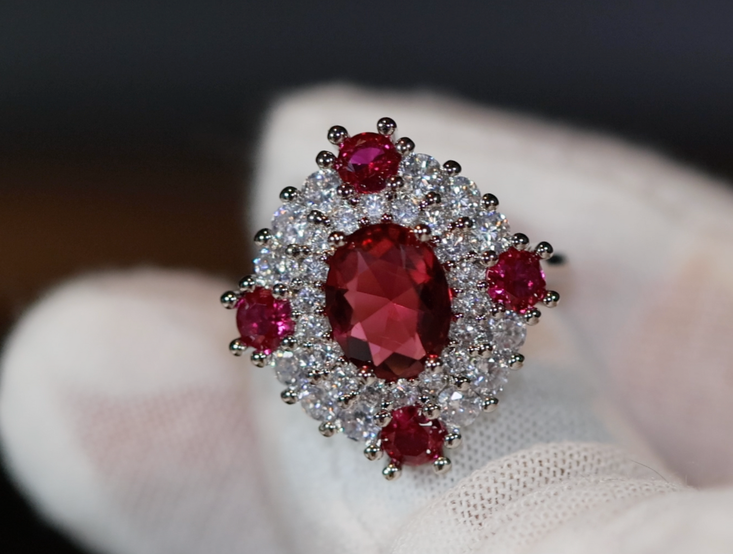 Ruby Ring | Red Diamond Ring | Flower Ring | Ruby Engagement Ring | Ruby Diamond Ring | Ruby Wedding Ring | Red Engagement Ring