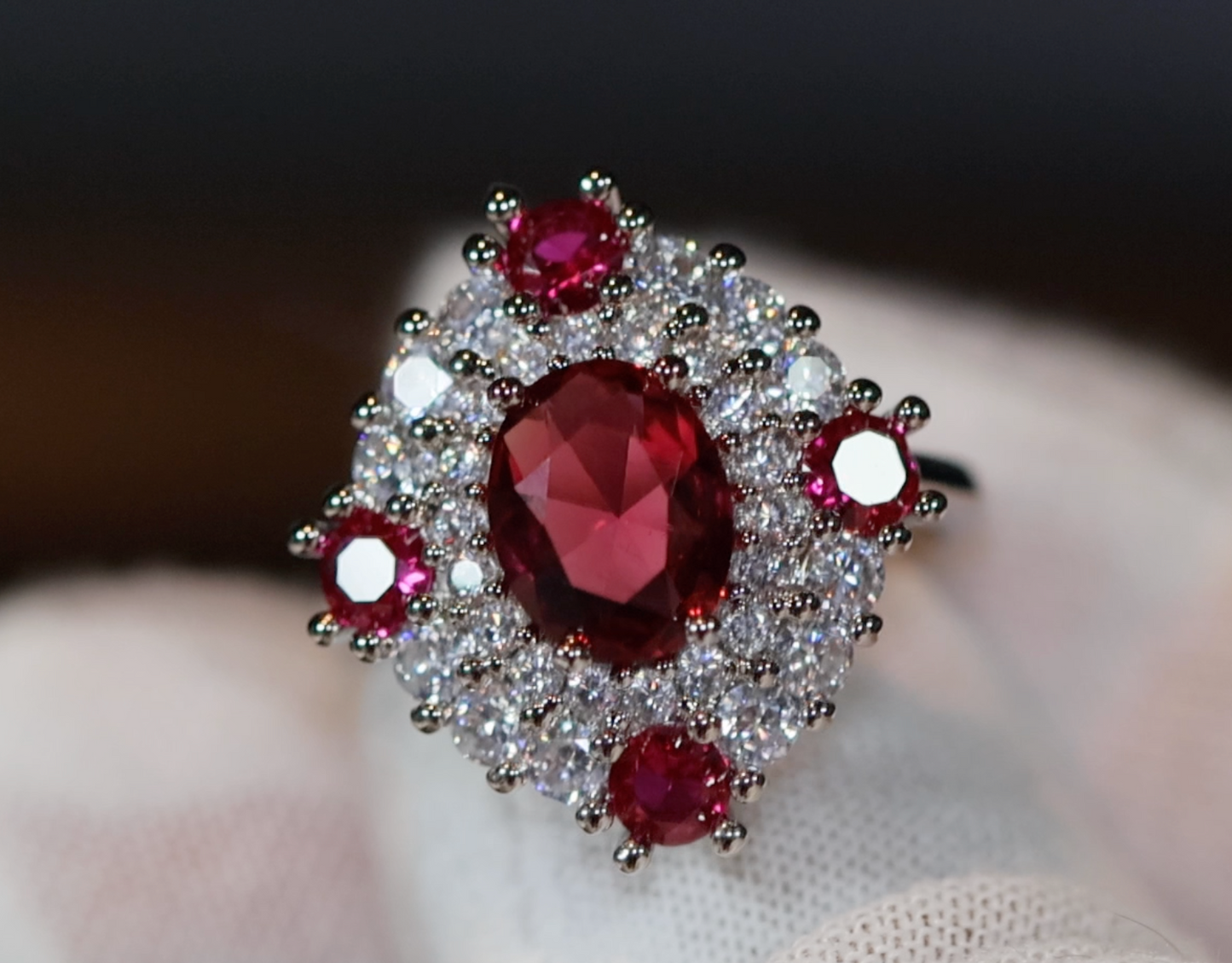 Ruby Ring | Red Diamond Ring | Flower Ring | Ruby Engagement Ring | Ruby Diamond Ring | Ruby Wedding Ring | Red Engagement Ring