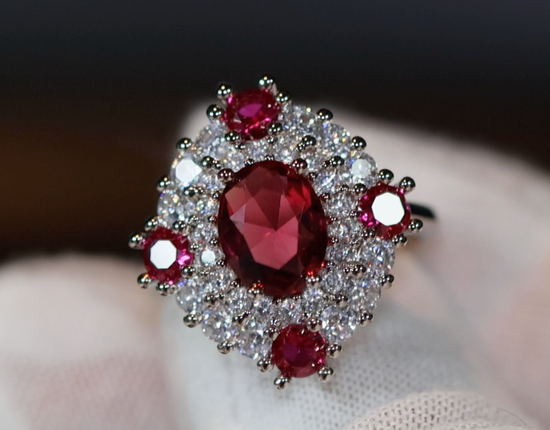 Ruby Ring | Red Diamond Ring | Flower Ring | Ruby Engagement Ring | Ruby Diamond Ring | Ruby Wedding Ring | Red Engagement Ring