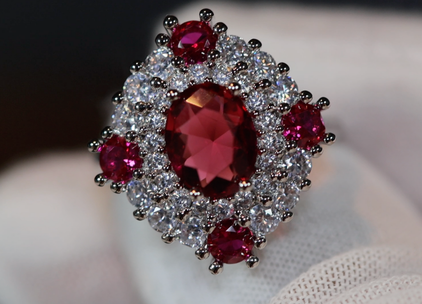 Ruby Ring | Red Diamond Ring | Flower Ring | Ruby Engagement Ring | Ruby Diamond Ring | Ruby Wedding Ring | Red Engagement Ring