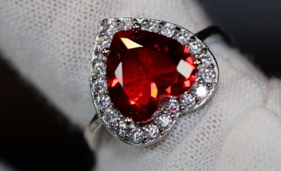 Heart Ring | Red Diamond Heart Ring | Heart Shape Ring | Diamond Heart Ring