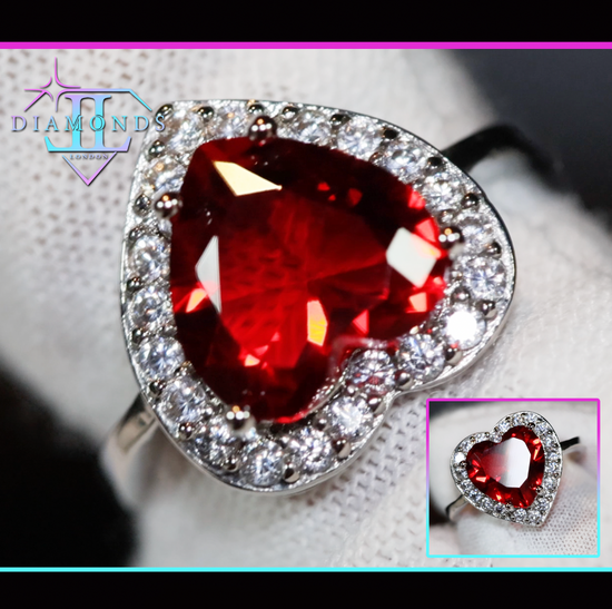 Red Diamond Heart Ring