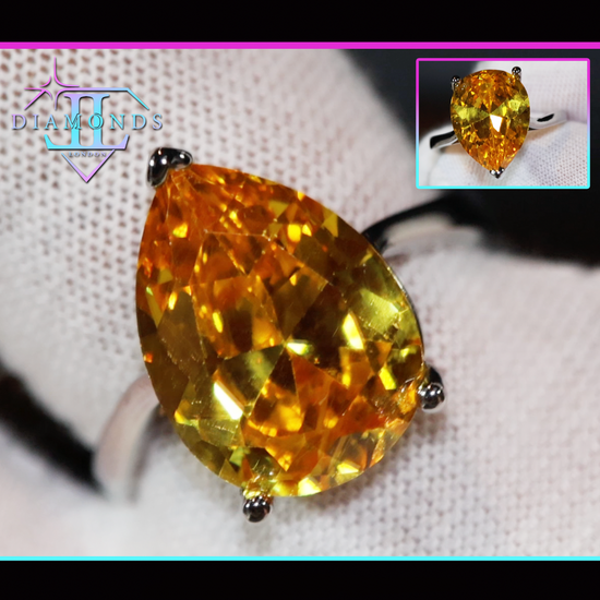 Yellow Pear Cut Diamond Ring